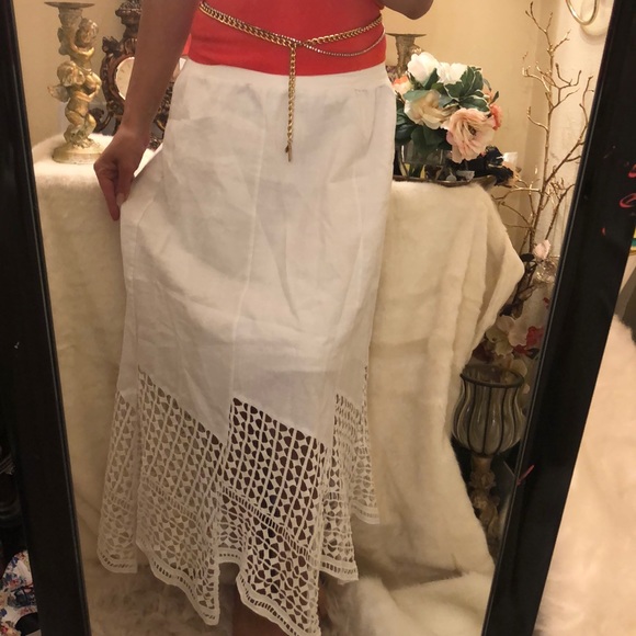 Chico’s white maxi skirt crochet bottom M - Picture 2 of 7